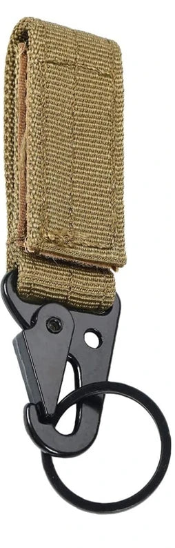 Tactical Carabiner Clip with Nylon Belt Loop - Heavy-Duty Metal Hook for Outdoor Activities