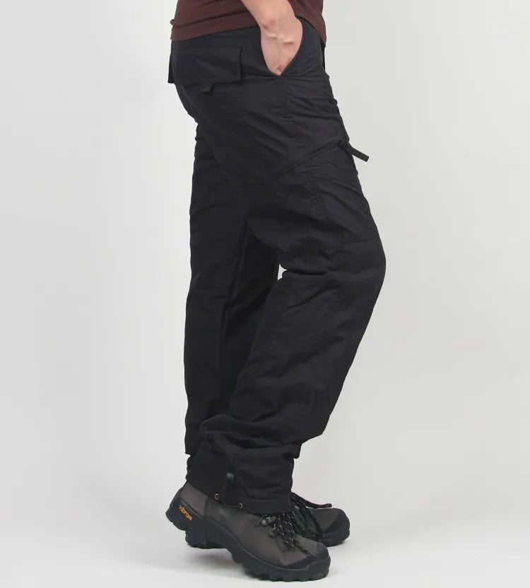 Men's Double-Layer Thermal Cargo Pants - Winter Tactical Trousers