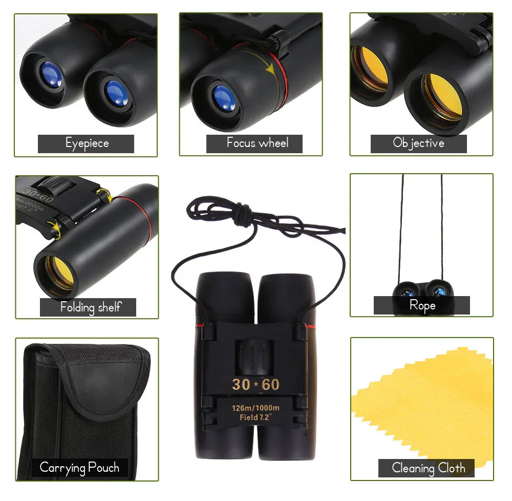 Sakura 30x60 Military-Grade Binoculars with Night Vision - High-Power Optical Telescope