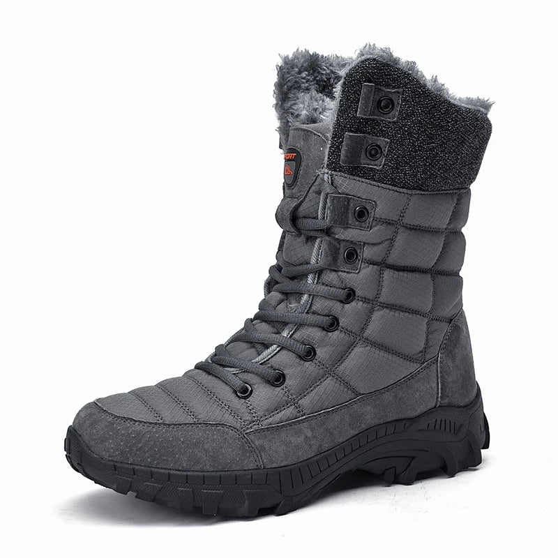 Men's Waterproof Winter Snow Boots - Insulated Hiking Boots with Plush Lining