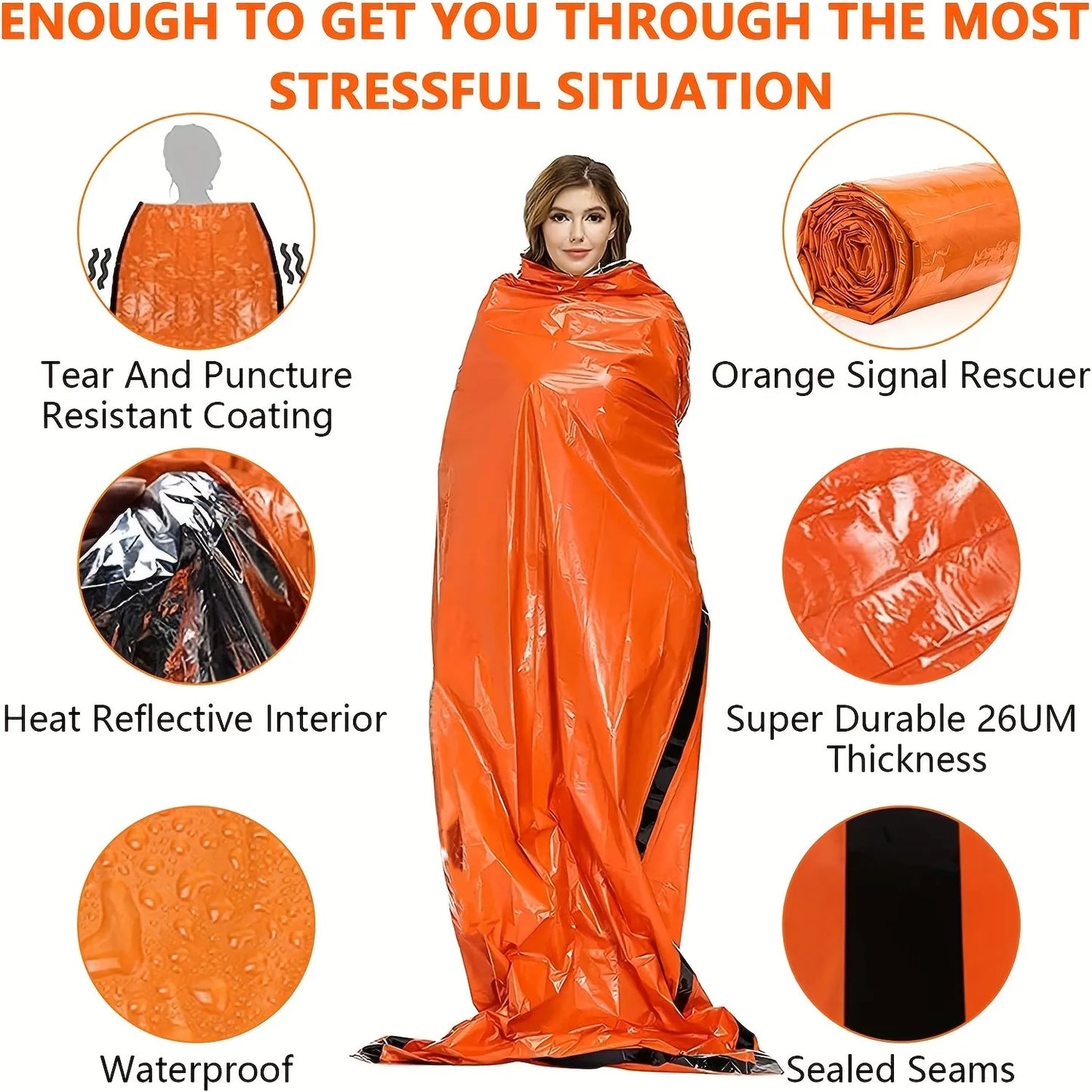 Emergency Mylar Thermal Sleeping Bag - Waterproof Survival Shelter