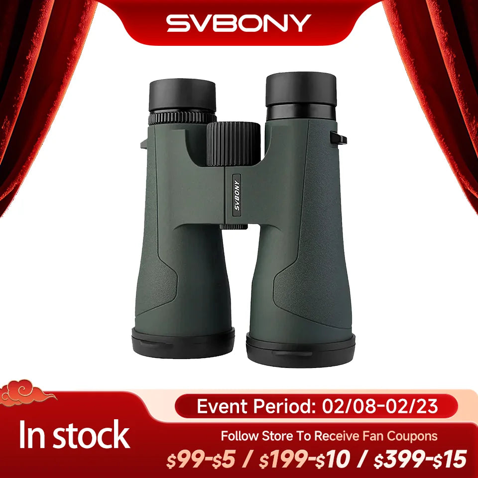 SVBONY SA203 12x50 Professional Binoculars - BAK4 Prism, IPX7 Waterproof