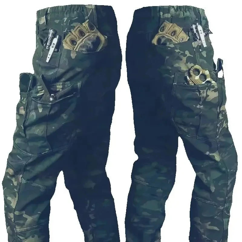 IX7 Tactical Cargo Pants - Winter Fleece Lined Multi-Pocket Waterproof Trousers