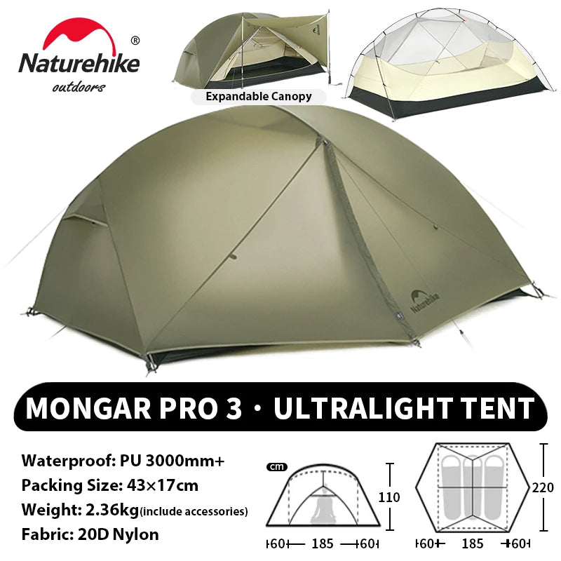 Naturehike Mongar UL PRO 2-Person Ultralight Camping Tent