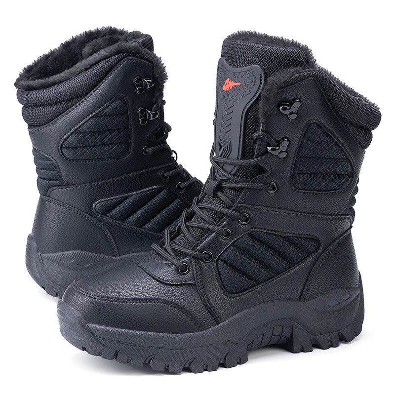 Men's Waterproof Winter Snow Boots - Fleece-Lined Hiking Footwear