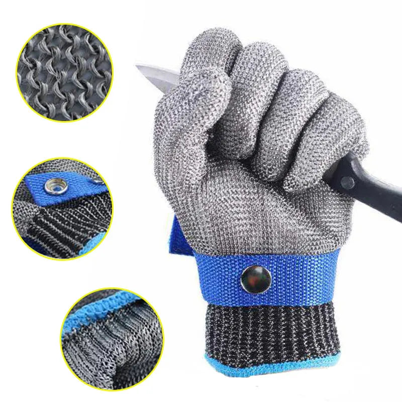Professional Cut-Resistant Safety Gloves - Stainless Steel Mesh Protection