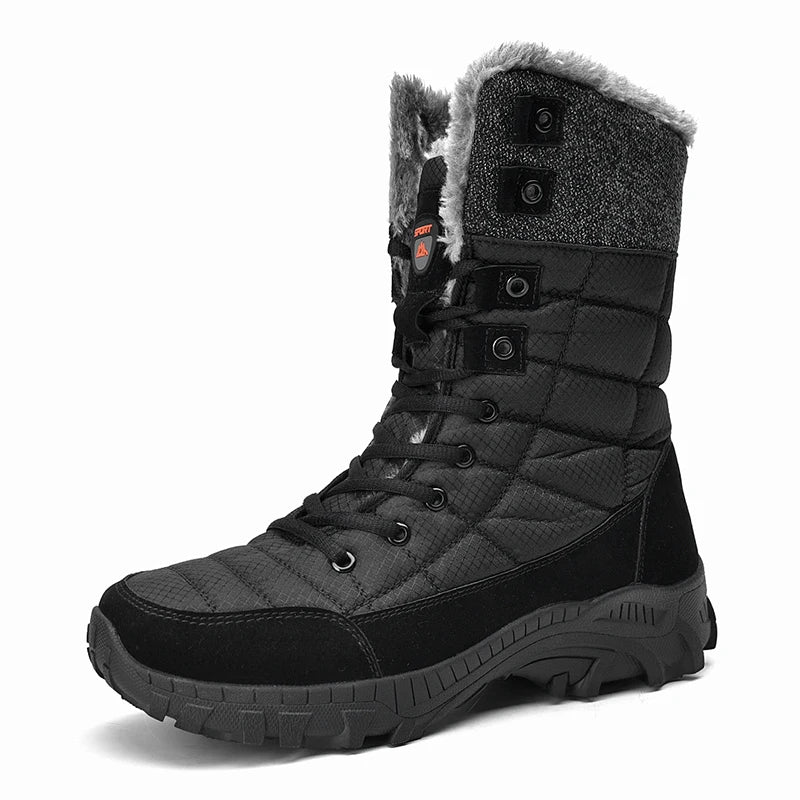 Men's Waterproof Winter Snow Boots - Insulated Hiking Boots with Plush Lining