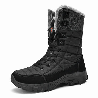 Men's Waterproof Winter Snow Boots - Insulated Hiking Boots with Plush Lining