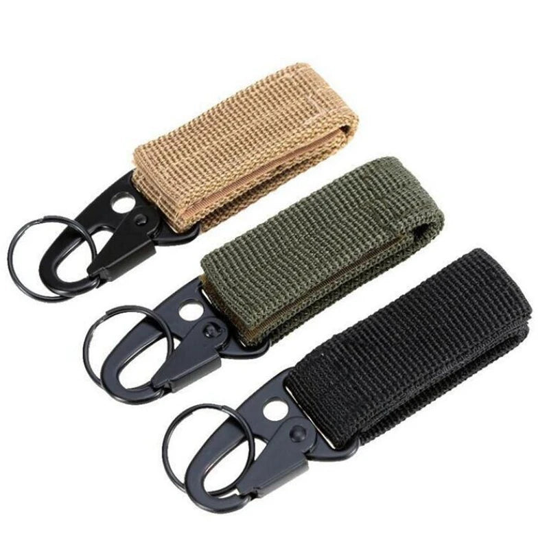 Tactical Carabiner Clip with Nylon Belt Loop - Heavy-Duty Metal Hook for Outdoor Activities