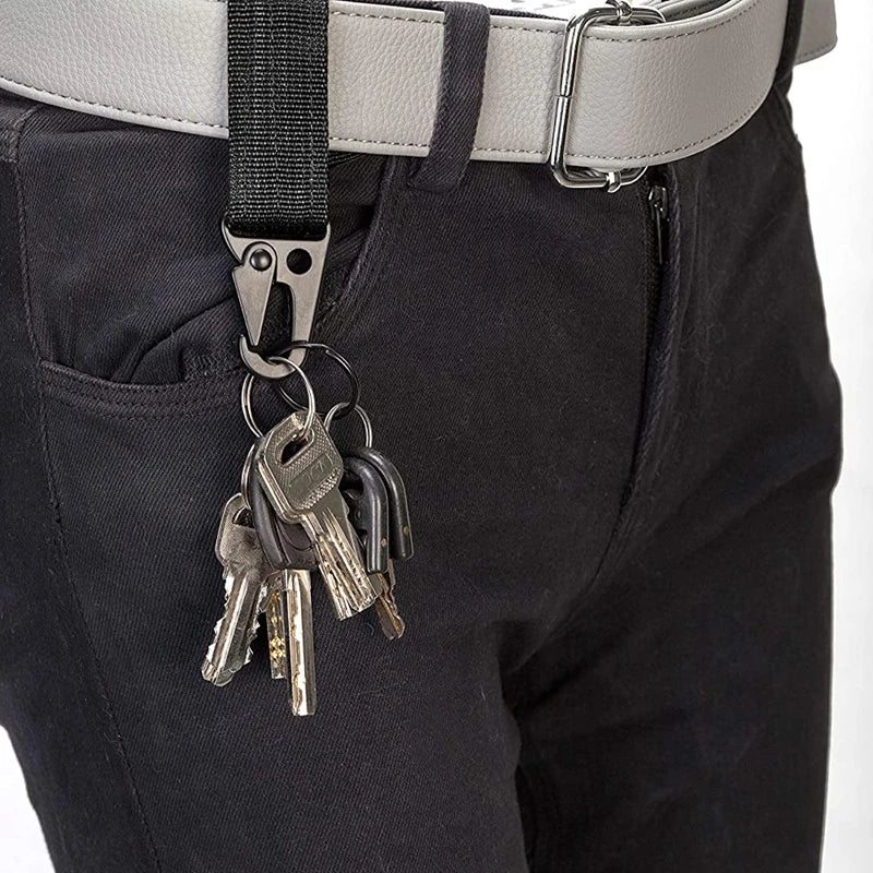 Tactical Carabiner Clip with Nylon Belt Loop - Heavy-Duty Metal Hook for Outdoor Activities