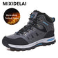 MIXIDELAI Men's Winter Snow Boots - Waterproof Leather Hiking Boots