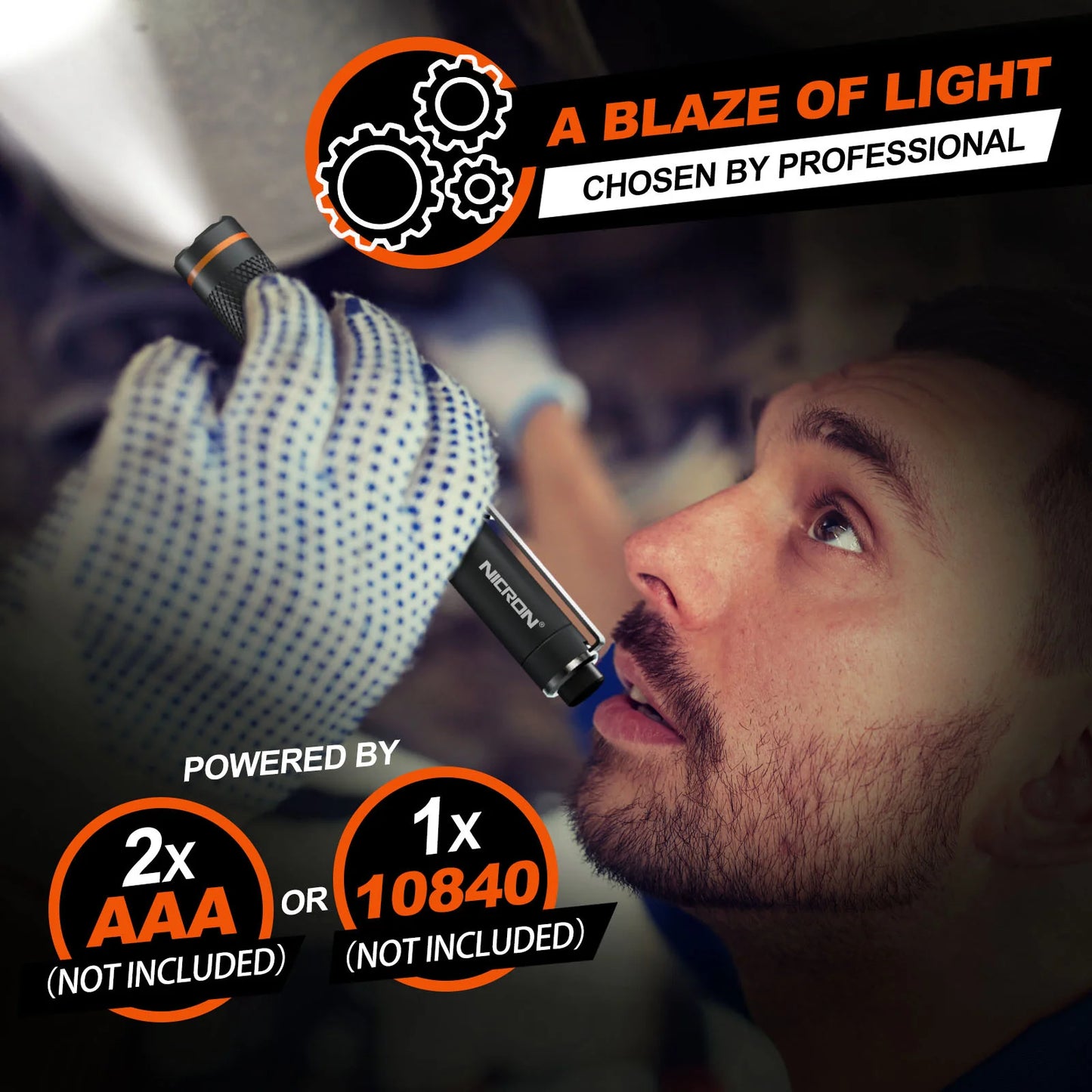 NICRON B22W Professional Pen Flashlight - High CRI Color Match LED, 120 Lumens, IP65 Waterproof