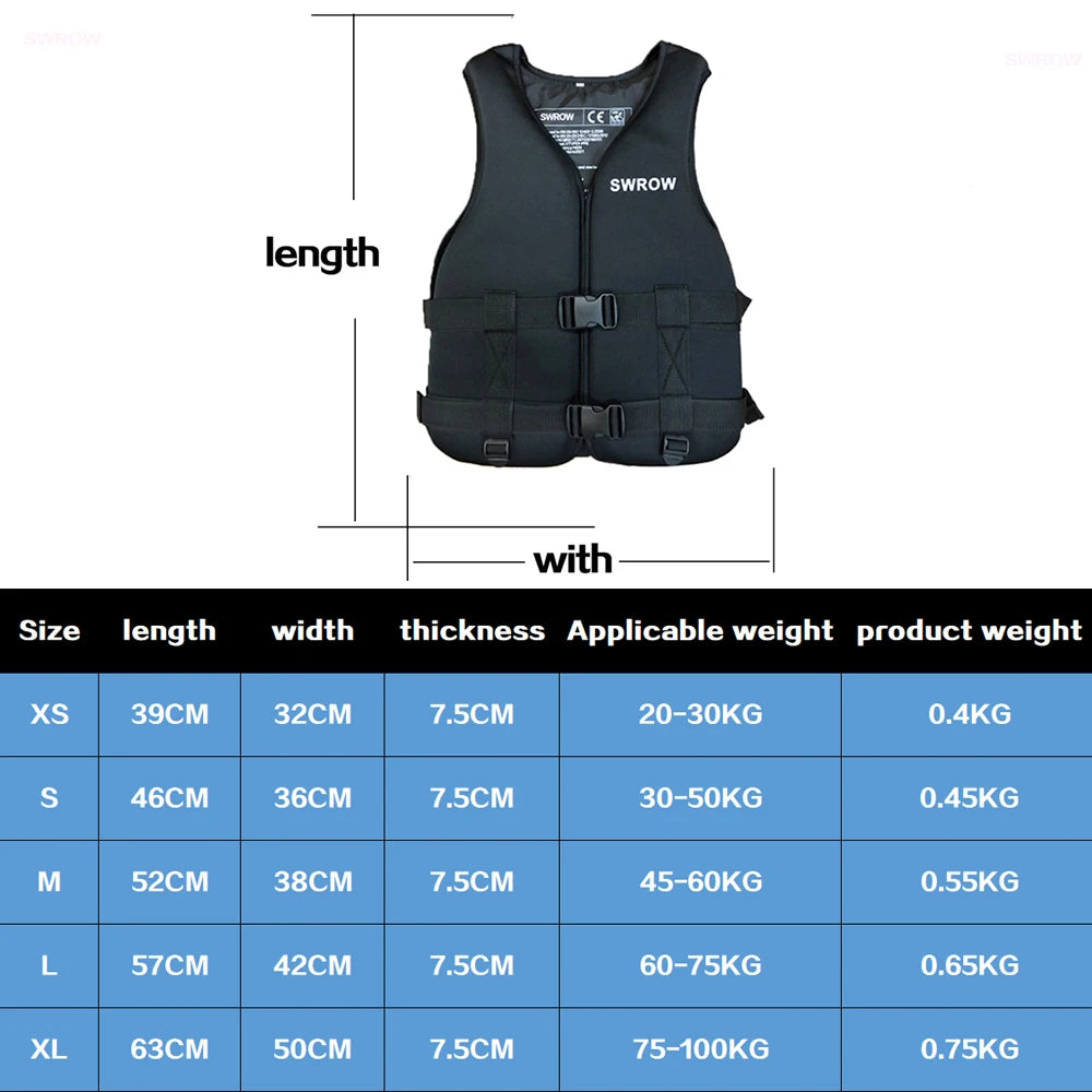 Premium Neoprene Life Jacket - Adult & Youth Water Sports Safety Vest