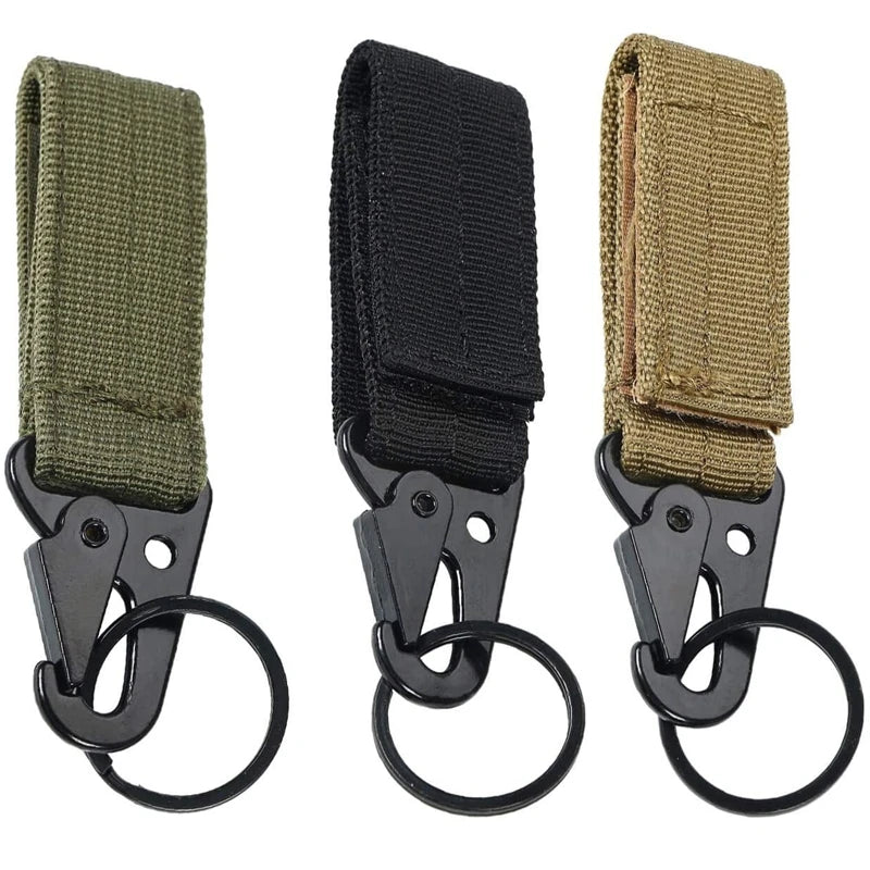 Tactical Carabiner Clip with Nylon Belt Loop - Heavy-Duty Metal Hook for Outdoor Activities