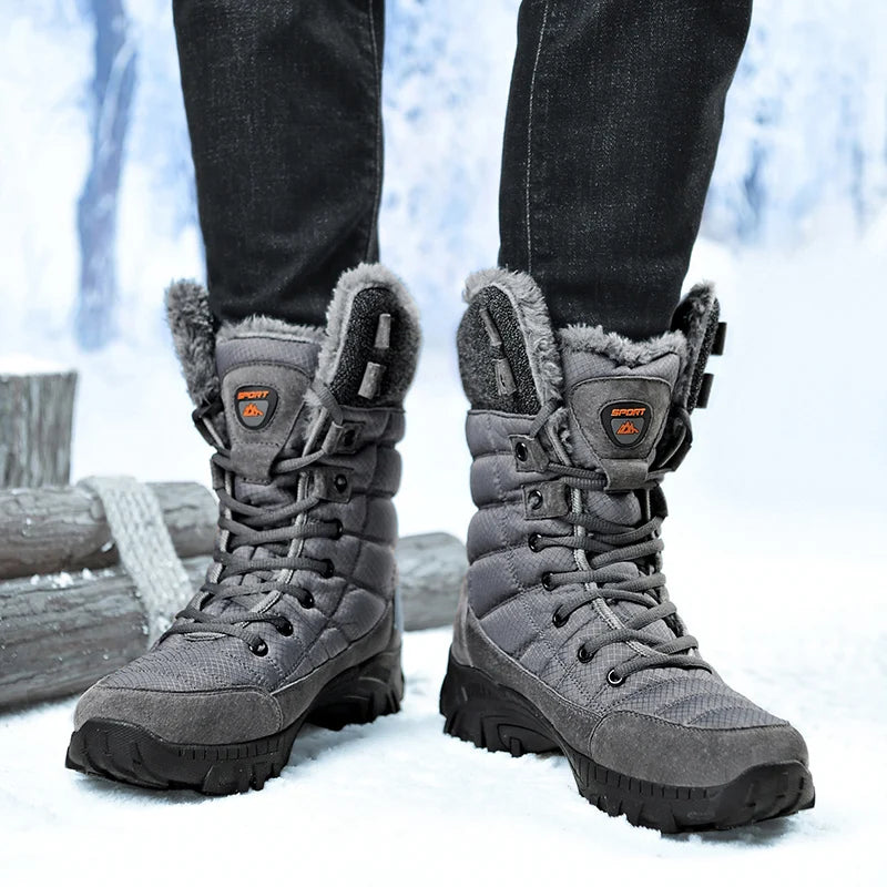 Men's Waterproof Winter Snow Boots - Insulated Hiking Boots with Plush Lining