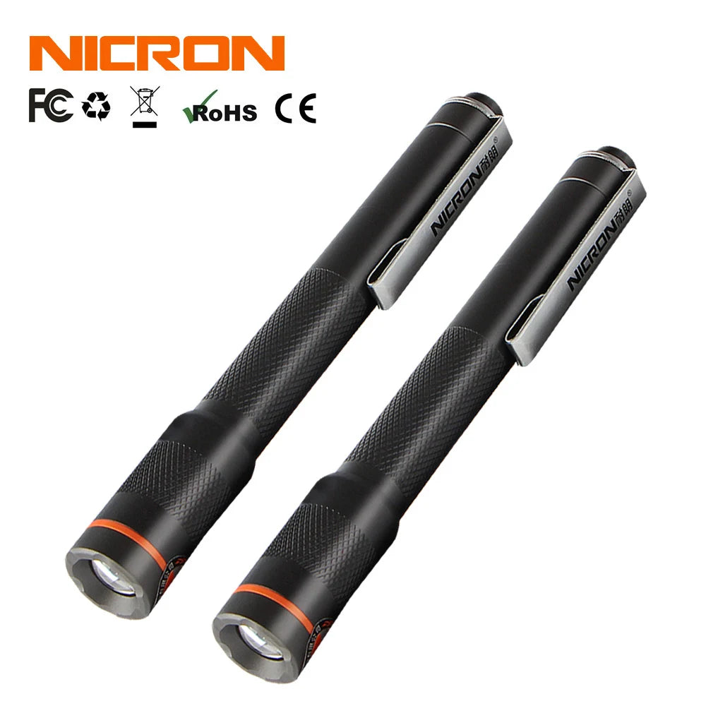 NICRON B22W Professional Pen Flashlight - High CRI Color Match LED, 120 Lumens, IP65 Waterproof