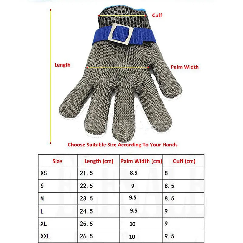 Professional Cut-Resistant Safety Gloves - Stainless Steel Mesh Protection