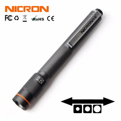 NICRON B22W Professional Pen Flashlight - High CRI Color Match LED, 120 Lumens, IP65 Waterproof