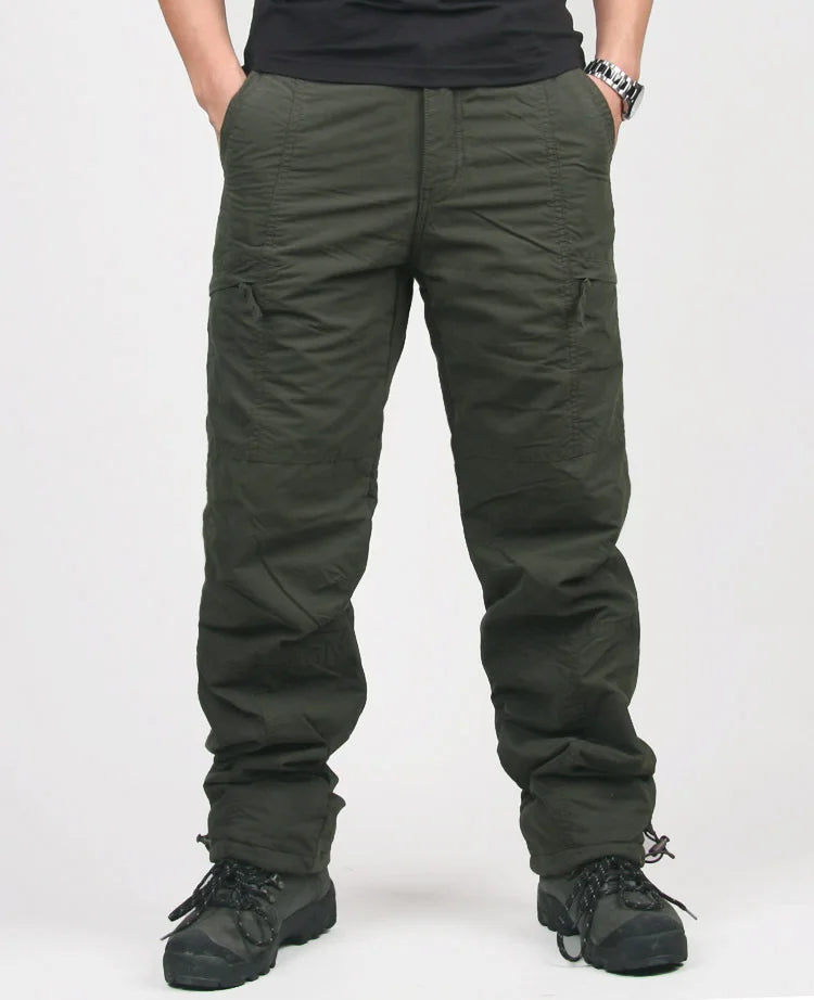 Men's Double-Layer Thermal Cargo Pants - Winter Tactical Trousers