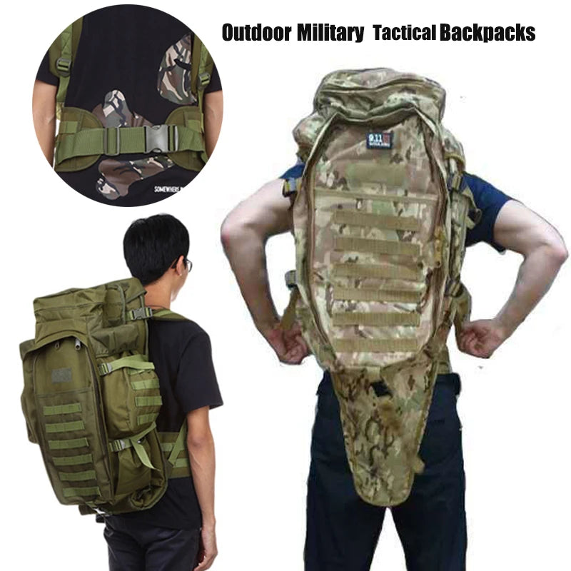 60L Tactical Military Backpack - Waterproof Outdoor Rucksack for Hiking & Camping