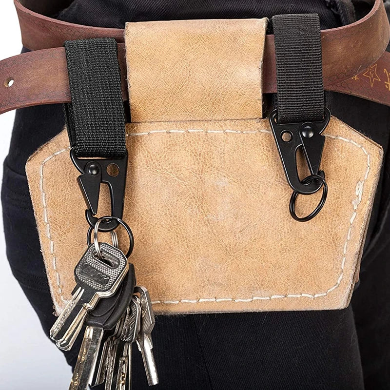 Tactical Carabiner Clip with Nylon Belt Loop - Heavy-Duty Metal Hook for Outdoor Activities