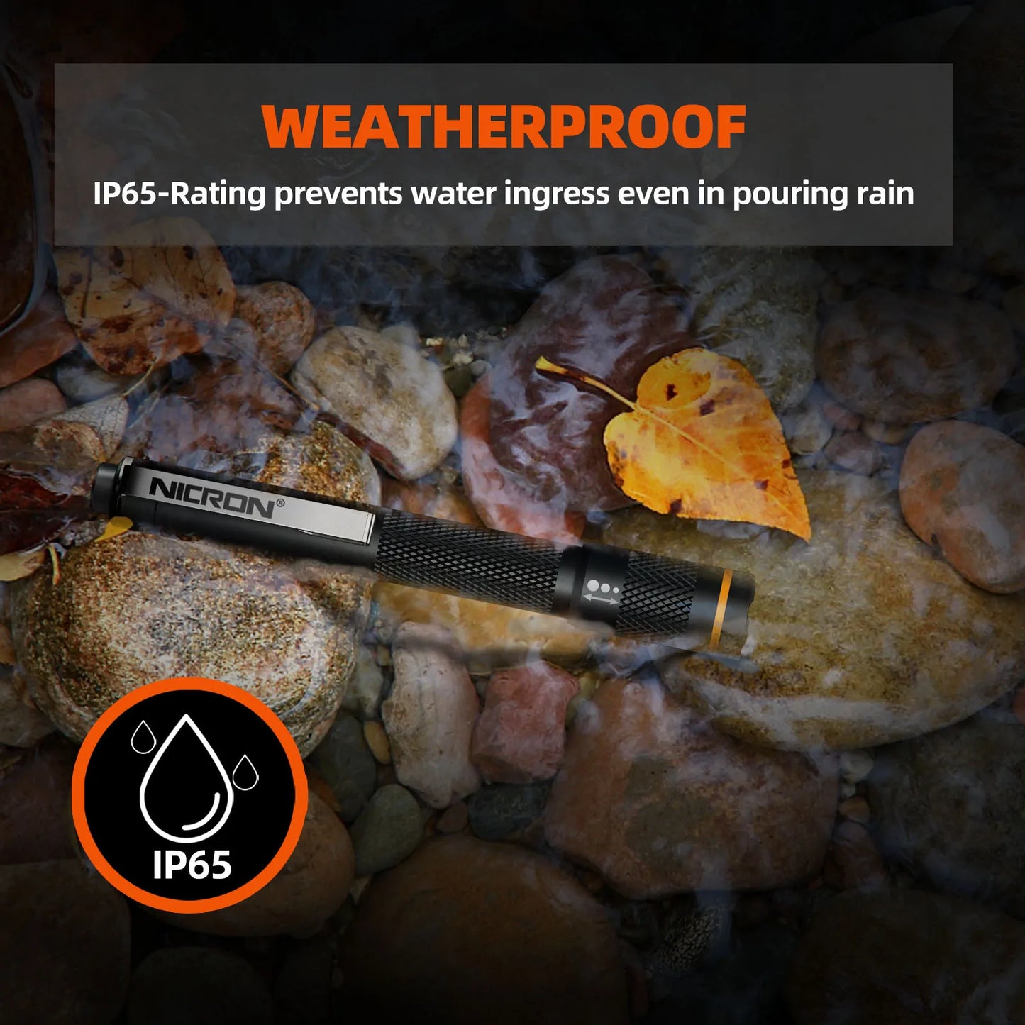 NICRON B22W Professional Pen Flashlight - High CRI Color Match LED, 120 Lumens, IP65 Waterproof