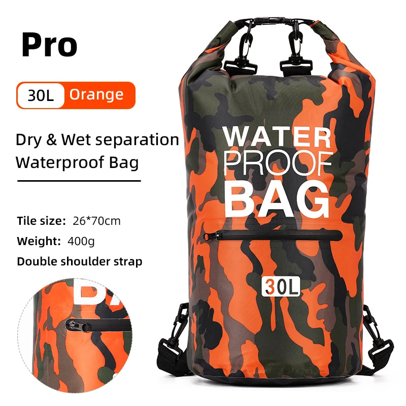 Waterproof Dry Bag Backpack - 30L/15L with Wet Separation Pocket