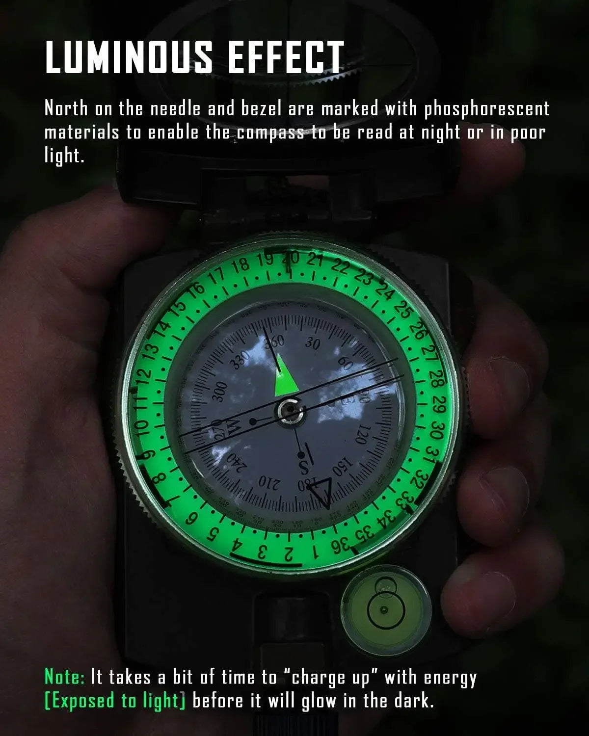 Professional Tactical Survival Compass - High Precision Metal Sight with Luminous Display