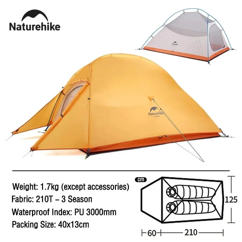 Naturehike Cloud Up 2-Person Ultralight Camping Tent - 3-4 Season Waterproof Backpacking Shelter