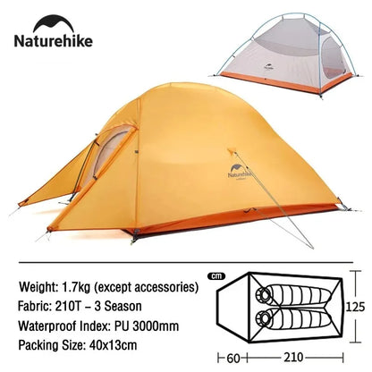 Naturehike Cloud Up 2-Person Ultralight Camping Tent - 3-4 Season Waterproof Backpacking Shelter