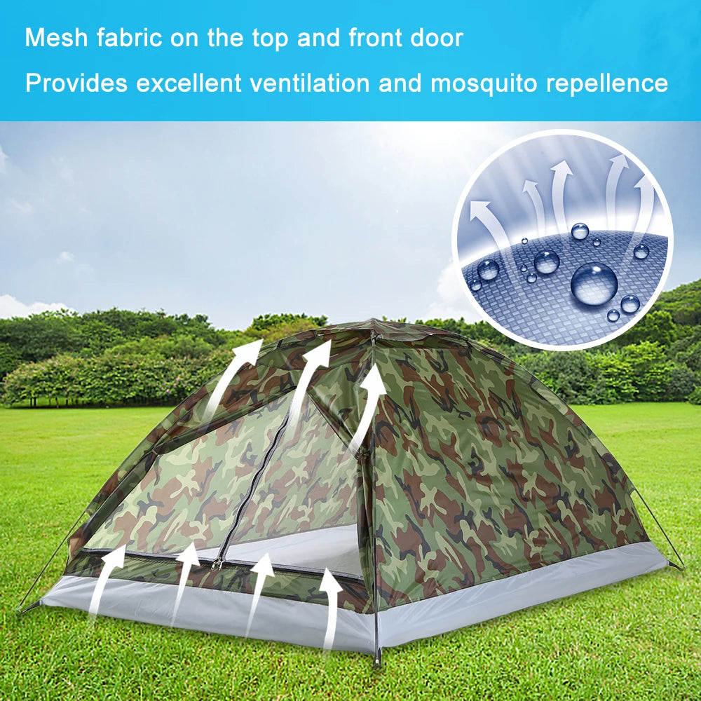 Waterproof Camouflage Camping Tent - 1-2 Person Portable Outdoor Shelter