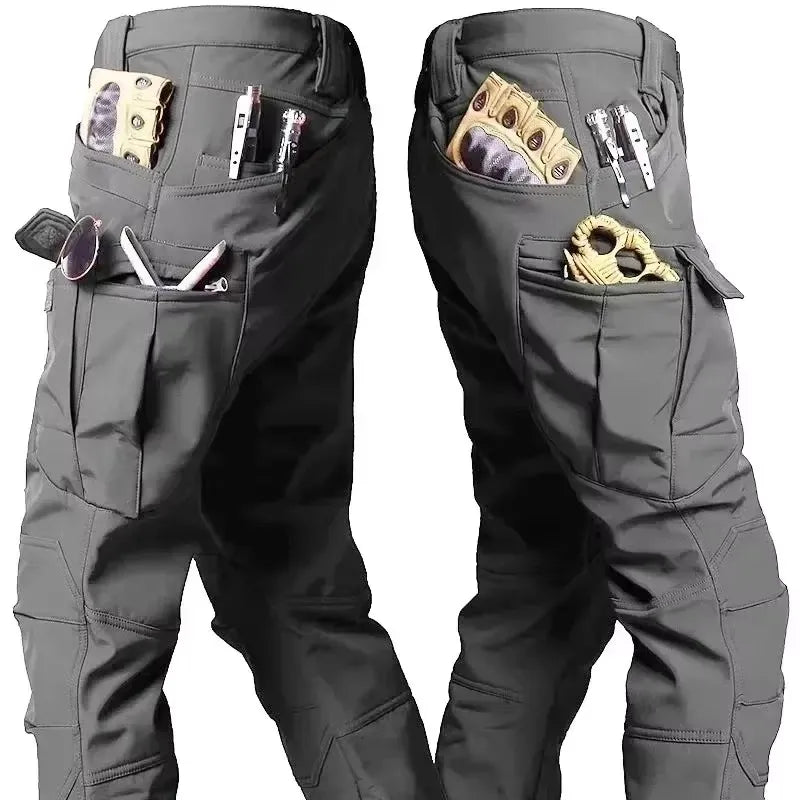 IX7 Tactical Cargo Pants - Winter Fleece Lined Multi-Pocket Waterproof Trousers