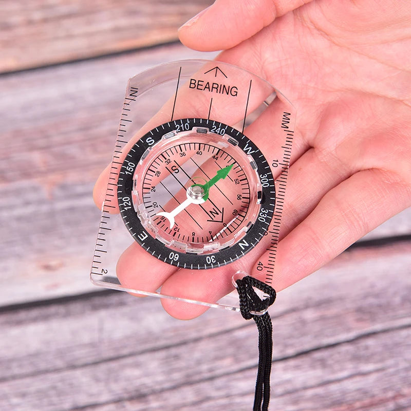 Professional Mini Compass with Map Scale Ruler - Outdoor Navigation Tool
