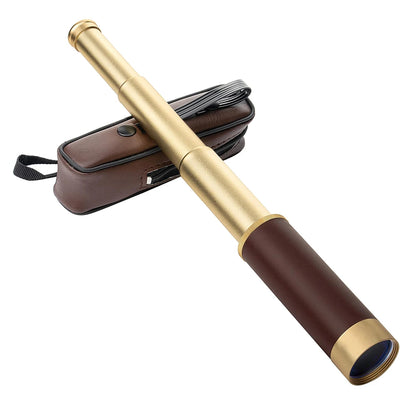 25x30 Brass Monocular Telescope - Portable Handheld Binoculars