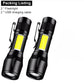 Rechargeable Mini LED Flashlight - COB+XPE Portable Torch with Zoom