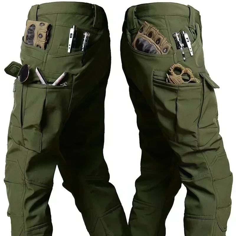 IX7 Tactical Cargo Pants - Winter Fleece Lined Multi-Pocket Waterproof Trousers