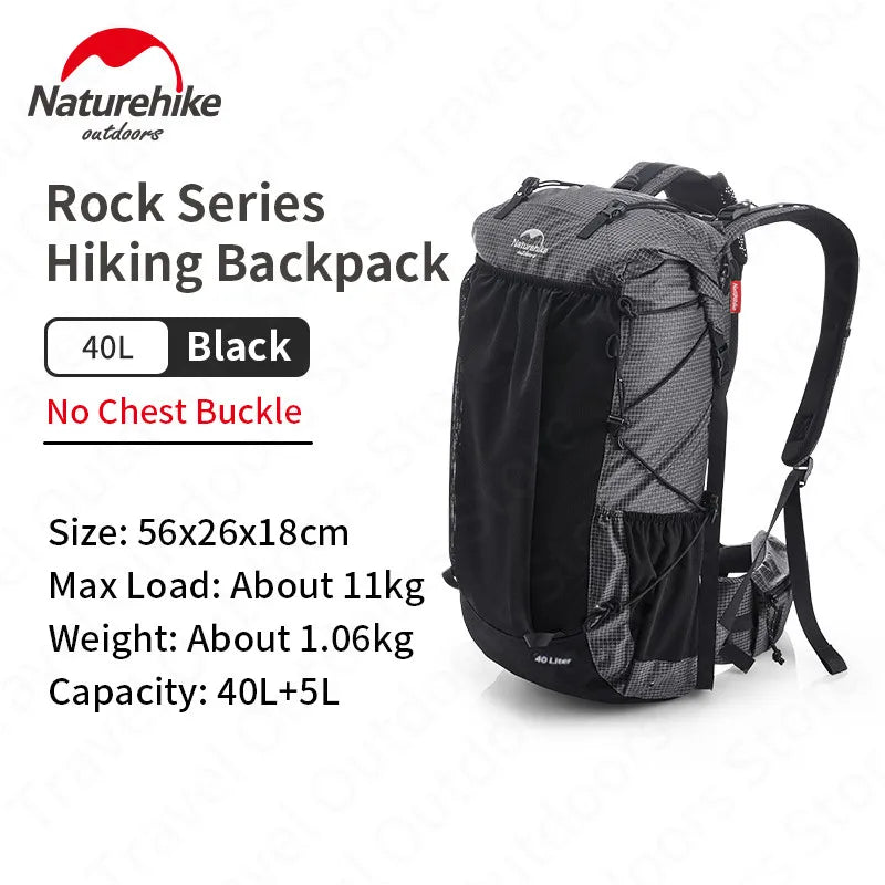Naturehike Rock Series Hiking Backpack - 40L/60L Ultralight Waterproof Trekking Pack with Rain Cover