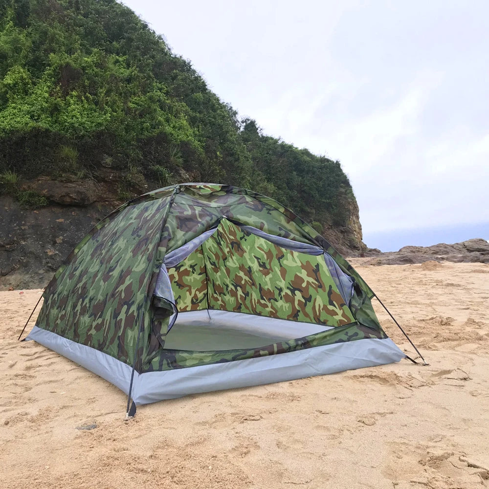Waterproof Camouflage Camping Tent - 1-2 Person Portable Outdoor Shelter