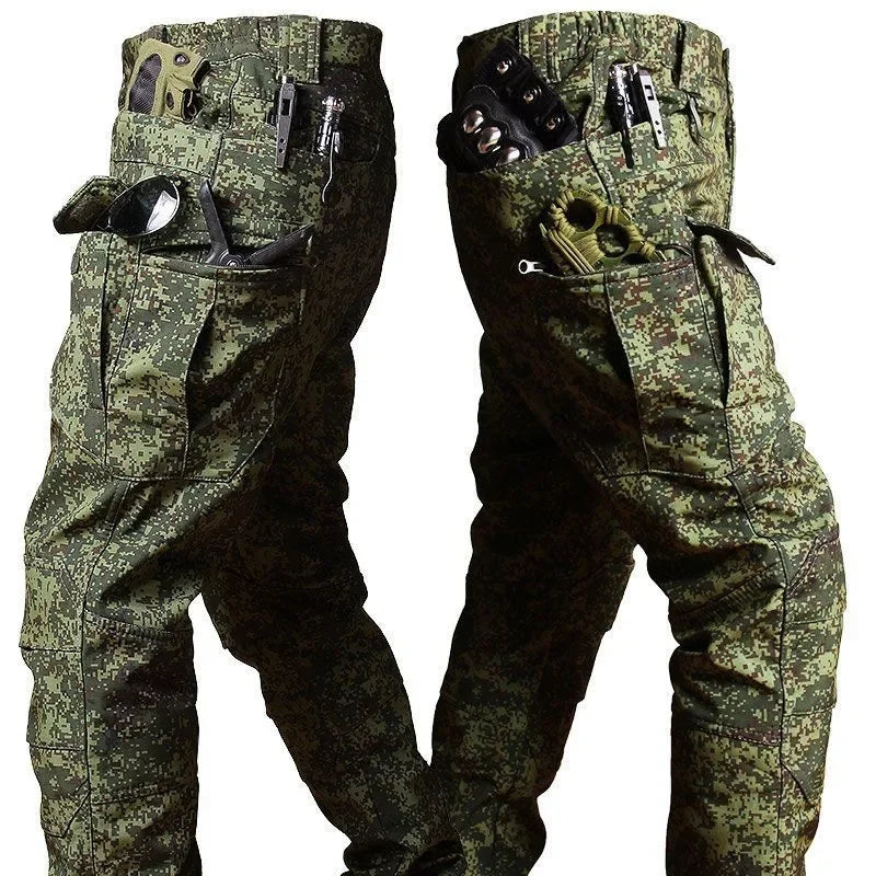 IX7 Tactical Cargo Pants - Winter Fleece Lined Multi-Pocket Waterproof Trousers