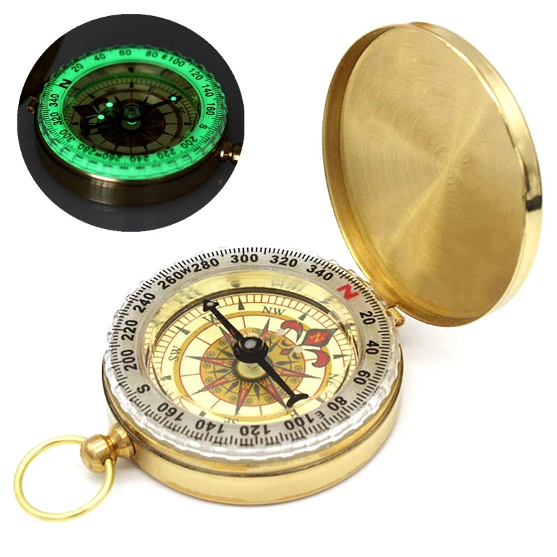 Premium Brass Pocket Compass - Professional Navigation Tool for Hiking & Camping