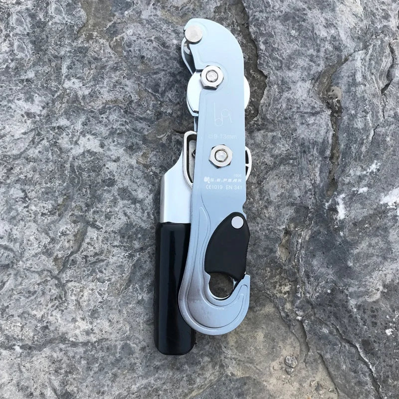 Professional Rock Climbing Descender with Stop Handle Control