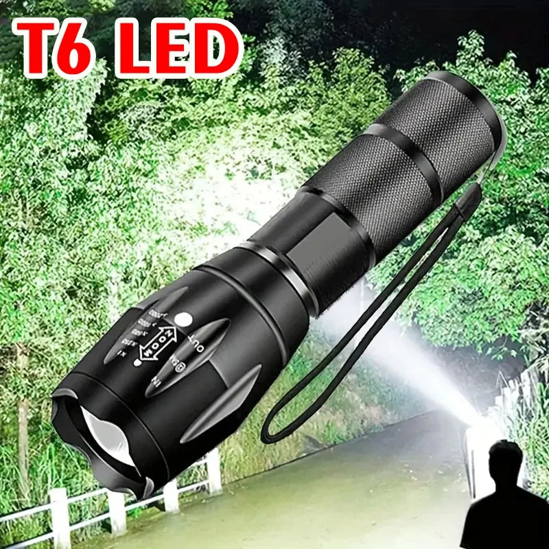 Professional LED Tactical Flashlight - 1200 Lumen Rechargeable with 5 Modes & Adjustable Zoom