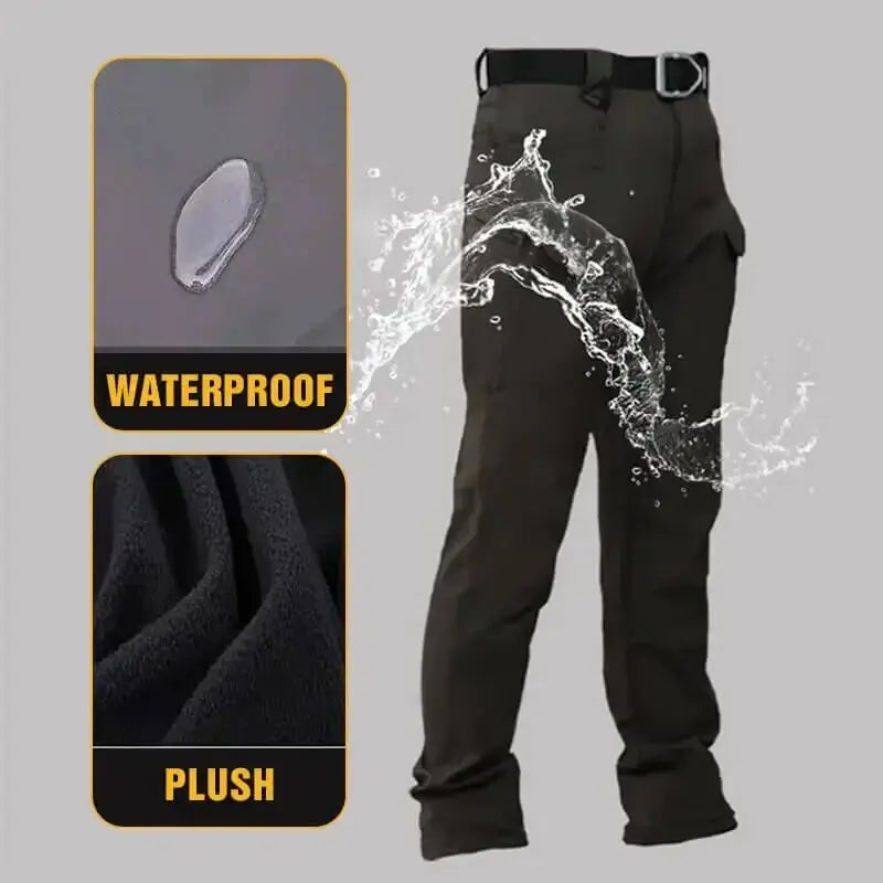 IX7 Tactical Cargo Pants - Winter Fleece Lined Multi-Pocket Waterproof Trousers