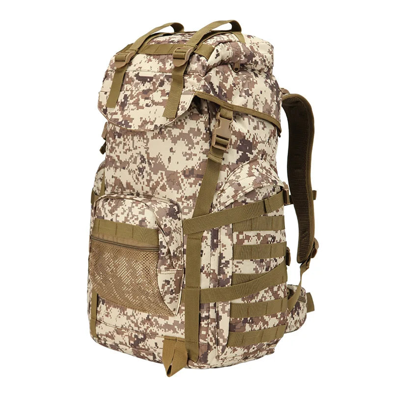 60L Tactical Camping Backpack - Waterproof MOLLE Hiking Rucksack