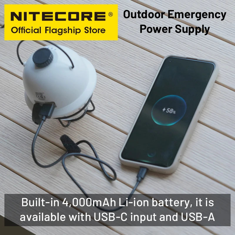 NITECORE LR40 Rechargeable Camping Lantern - 100 Lumens LED Light with Power Bank
