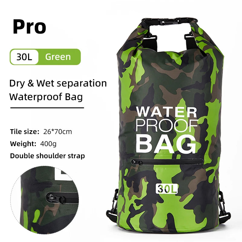 Waterproof Dry Bag Backpack - 30L/15L with Wet Separation Pocket