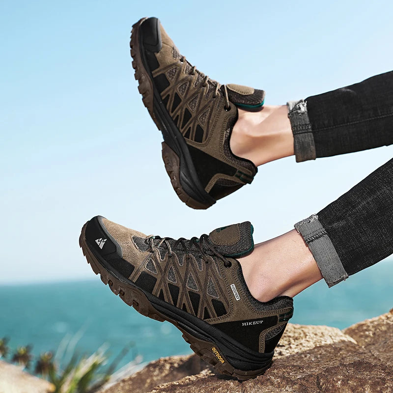 HIKEUP Men's Waterproof Hiking Shoes - Breathable Outdoor Trekking Boots