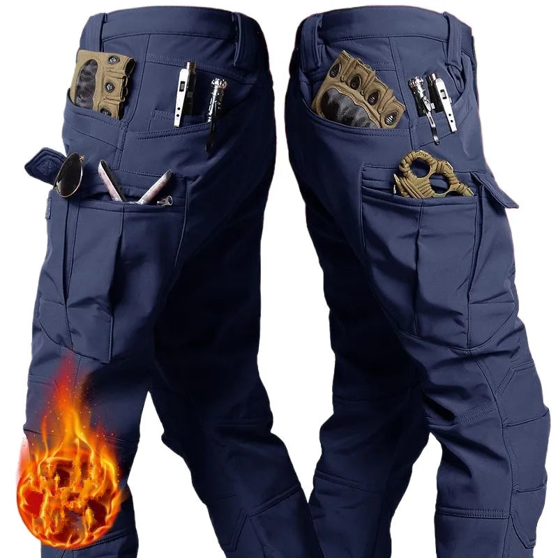 IX7 Tactical Cargo Pants - Winter Fleece Lined Multi-Pocket Waterproof Trousers