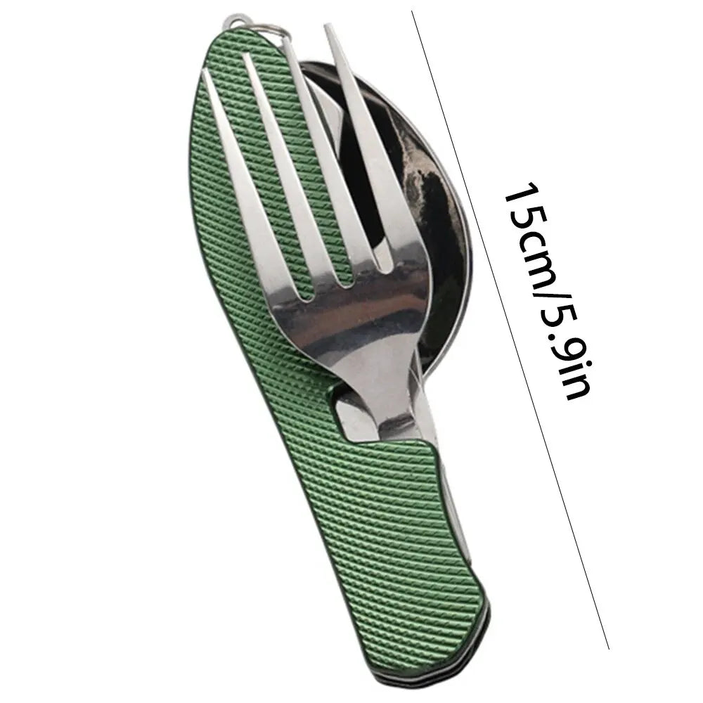 Foldable Camping Utensil Set - Stainless Steel Multi-Tool