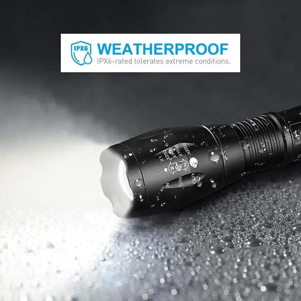 Professional LED Tactical Flashlight - 1200 Lumen Rechargeable with 5 Modes & Adjustable Zoom